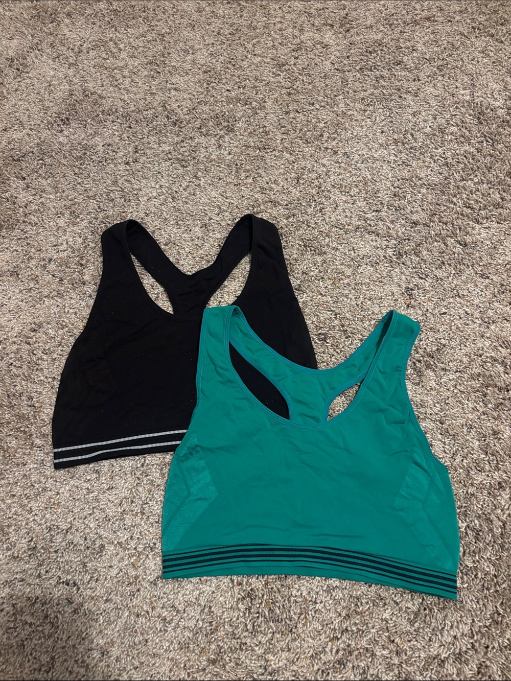 Women's Racerback Sports Bras - Black & Green